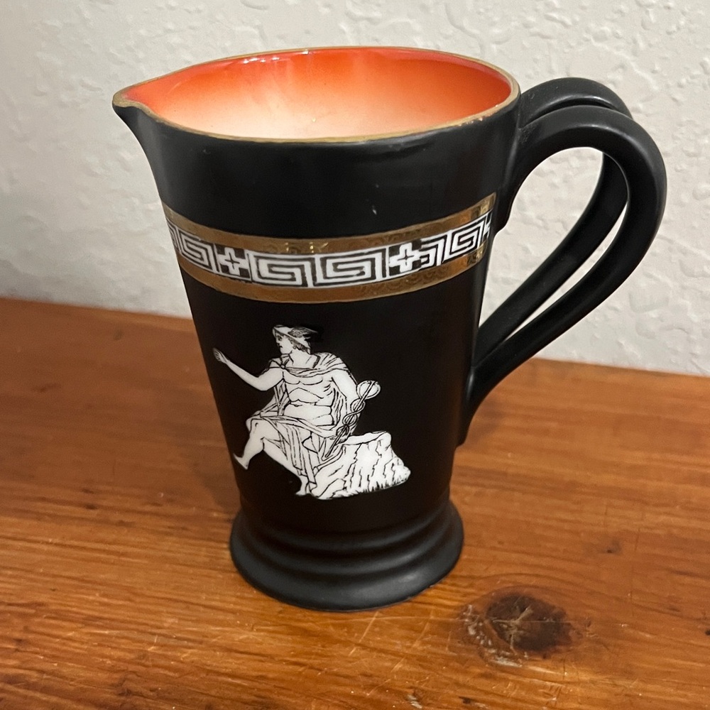 Royal Bayreuth Antique Corinthian ware Black Matte Ceramic Pitcher Bavaria